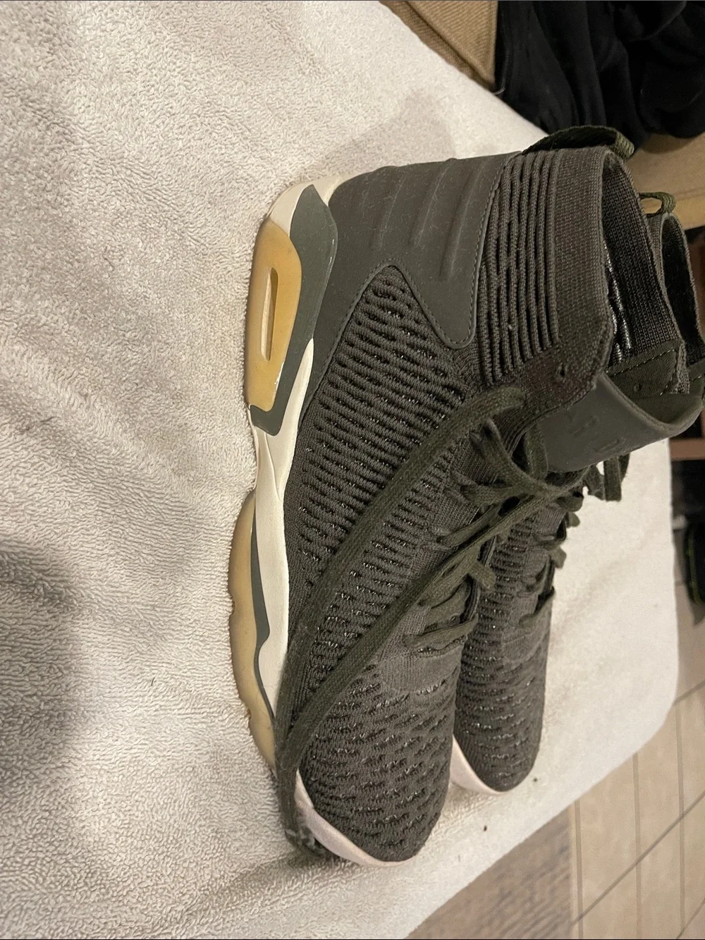 Nike Jordan Knit High-Top Sneakers in Dark Olive